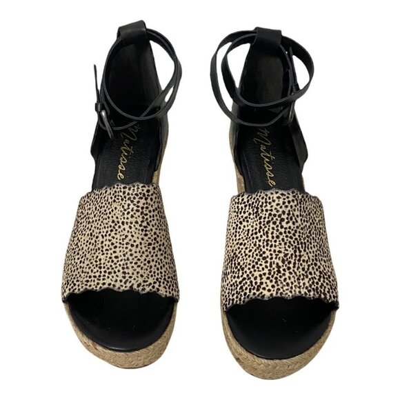 Matisse Verona Cheetah Espadrille Wedges Heel Sandals, Size 10 - Picture 5 of 10